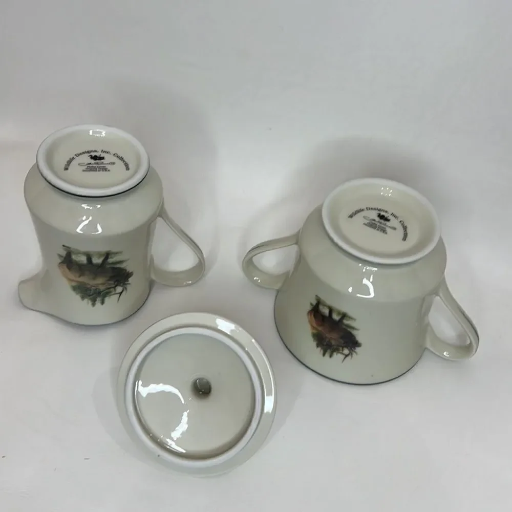Wildlife Designs Inc Collections 8 Oz Creamer & 12 Oz Sugar Bowl With Lid Set 3